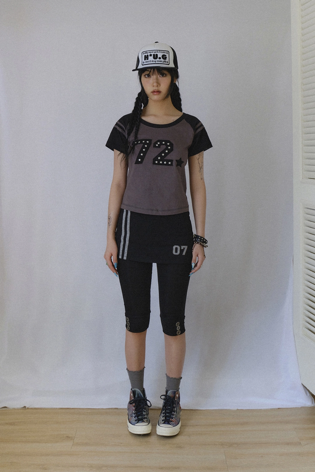 허그유어스킨 72 hotfix raglan T (Charcoal) 상품 이미지 2