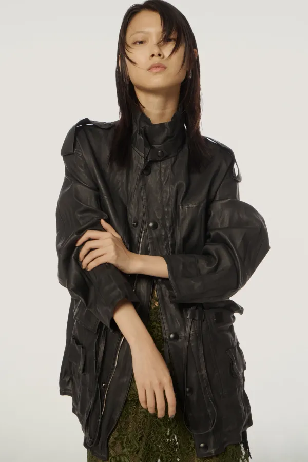 Sable Crinkled Leather Jacket