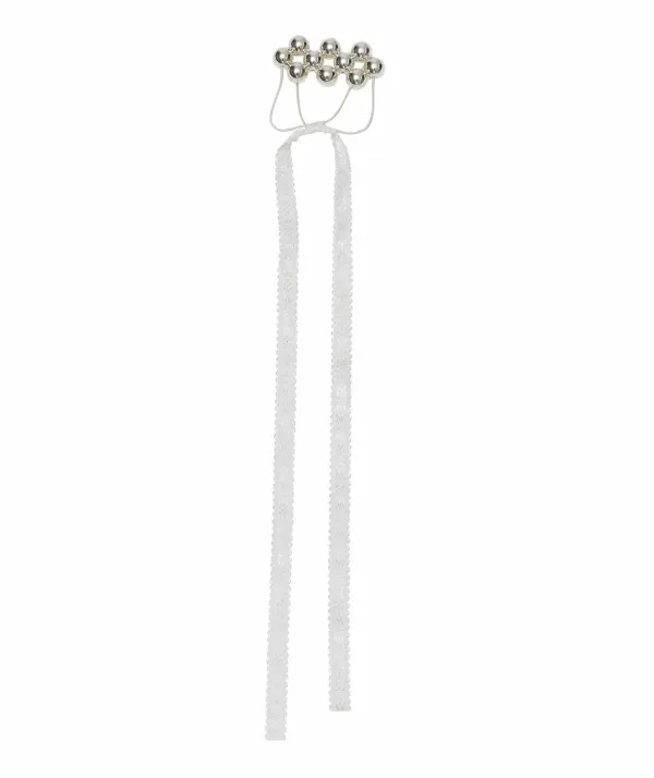 Beaded Strap Hairband [Silver]