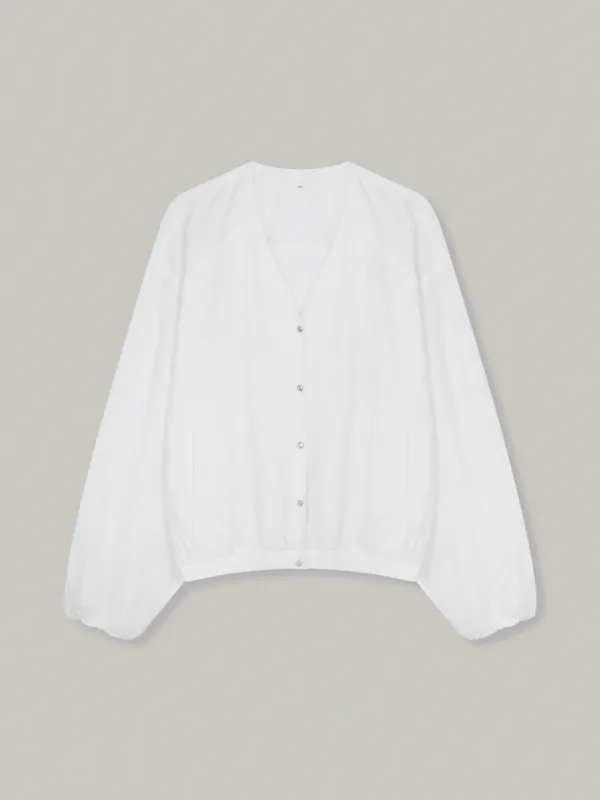 sheer no-collar jumper (white)