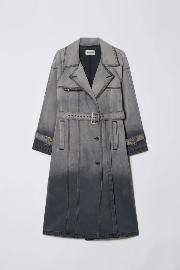 GRADATION DENIM TRENCH COAT [GREY]