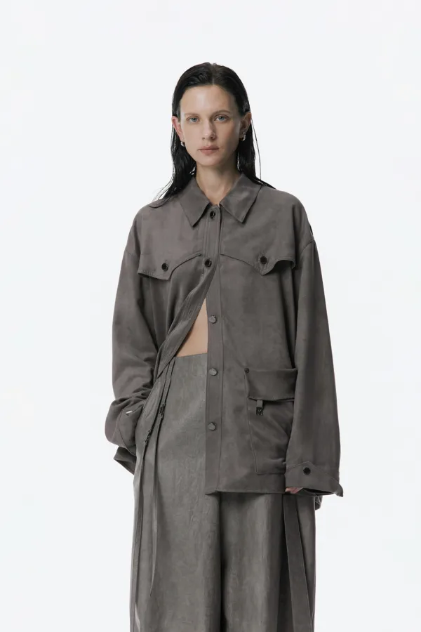 Suede Western Shirt [ Gray ]