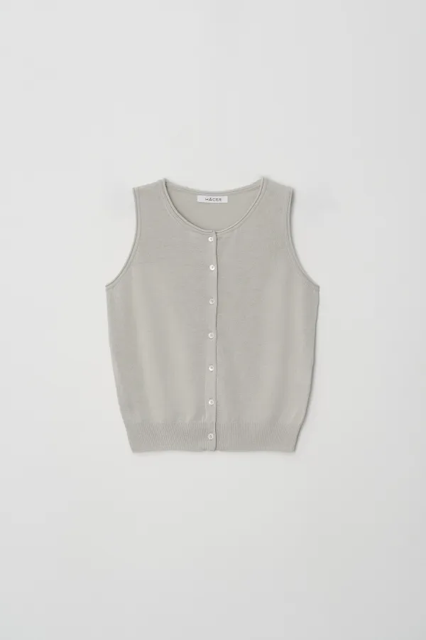 Paper Button Sleeveless Knit