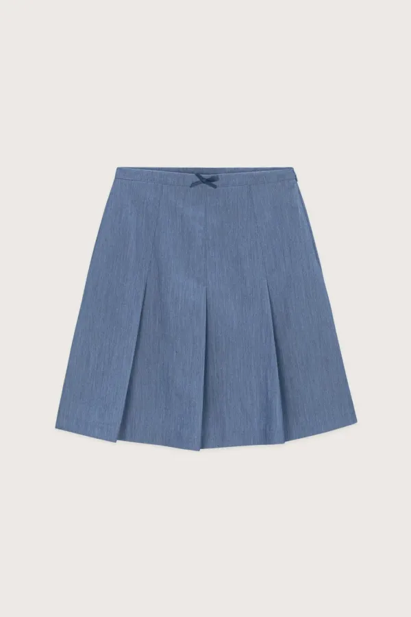 Ribbon Pleats Skirt (Blue)