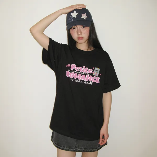 PETIT ROMANCE BASIC FIT T SHIRT BLACK