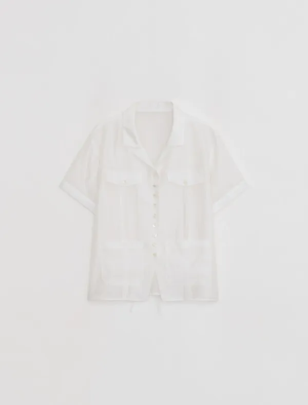 SILKY HALF SLEEVE SHIRT [WHITE]