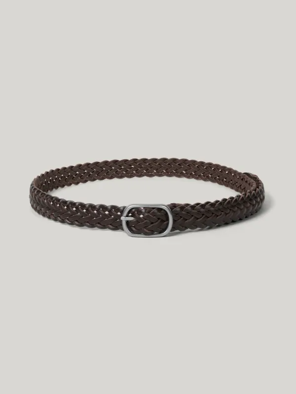 LIEN WOVEN LEATHER BELT (ORGAN BROWN)
