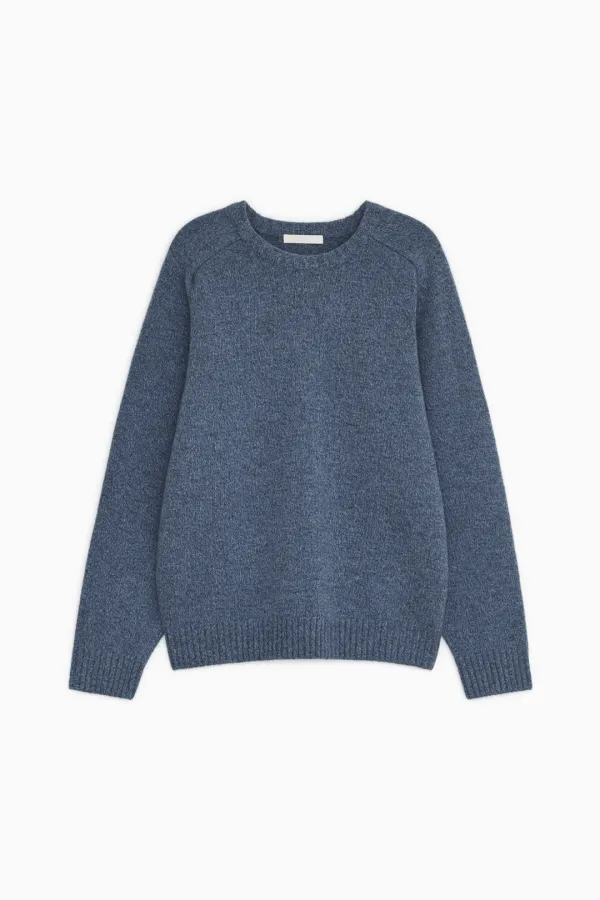 [10/20 예약배송] MULTICOLOR WOOL RAGLAN OVERSIZED KNIT, BLUE - OHESHIO