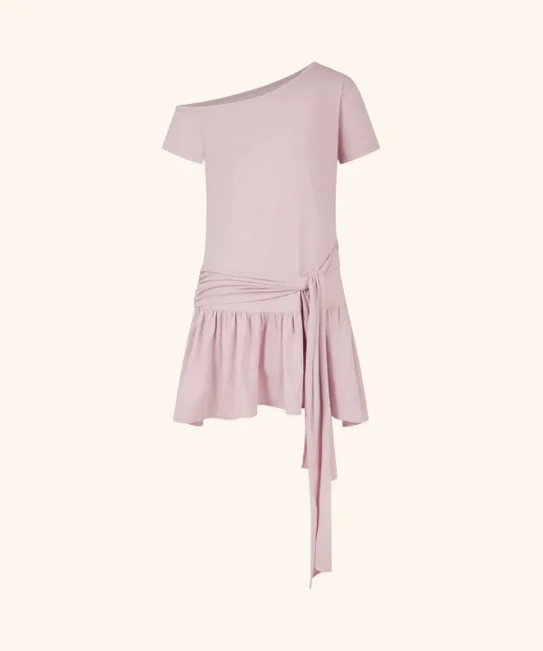 Ribbon Tie Asymmetrical Dress (Pink)
