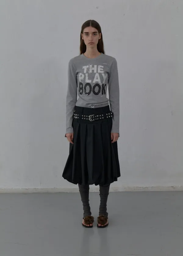 PRINTED JERSEY TOP (MELANGE GREY)