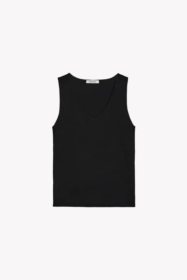 Sanne V Neck Sleeveless Knit (Black)