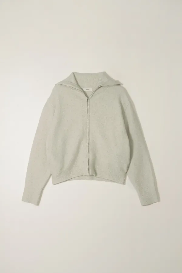 FOX TURTLE NECK KNIT ZIPUP_OATMEAL