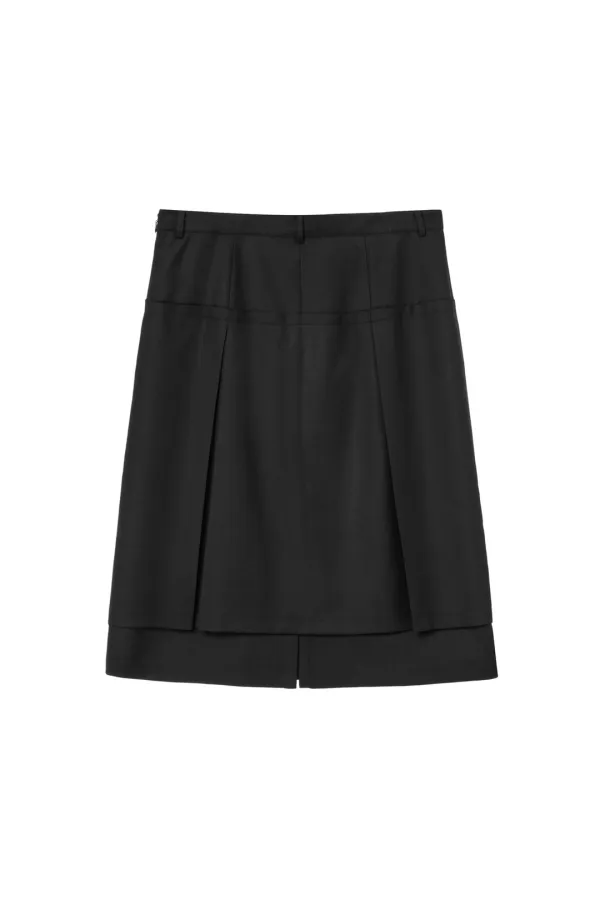 RAW EDGE LAYERED MIDI SKIRT IN BLACK - DEINET