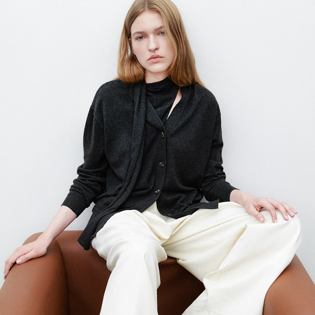아뜰리에 나인 (CD-2222)MUFFLER SET KNIT CARDIGAN S 상품 이미지 2