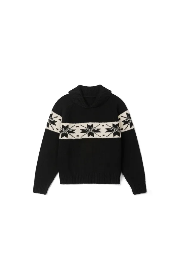 Snow shawl collar knit_black
