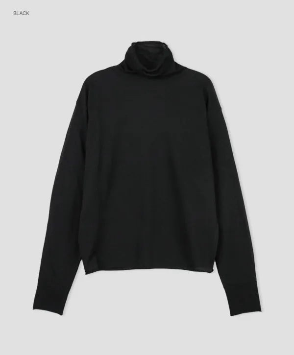 (T-7117)SHEER LIGHT POLO NECK KNIT
