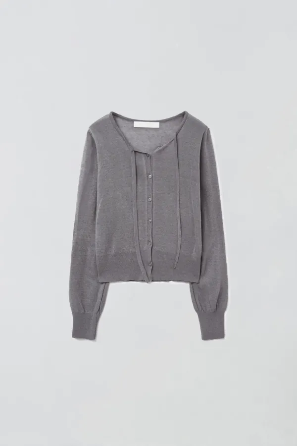 [05.20 순차발송] LINEN STRING CARDIGAN_GREY