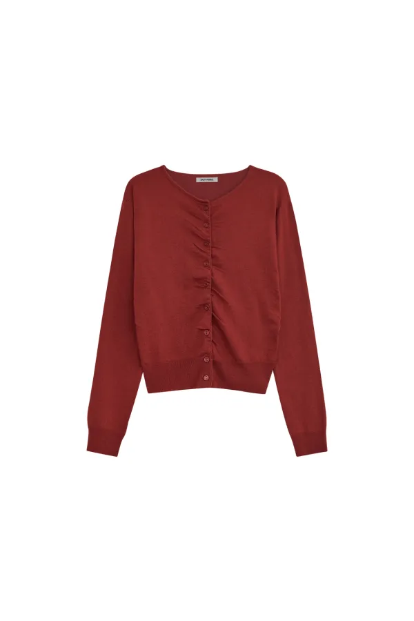 SHIRRING CARDIGAN [BRICK]