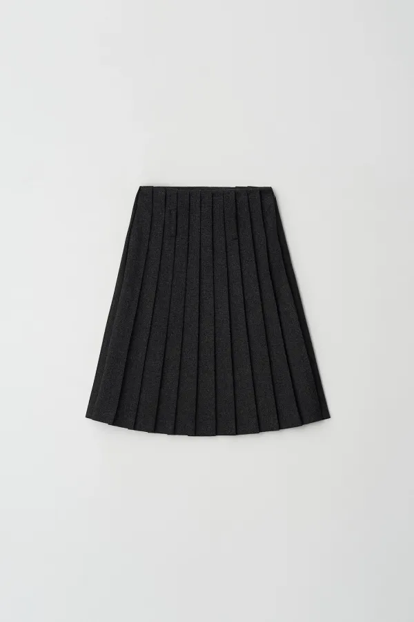 Belt Loop Pleated Skirt (charcoal)