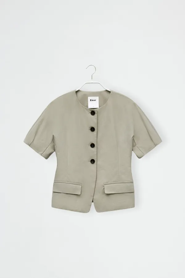 PUFF SLEEVE BLOUSE JACKET - BEIGE