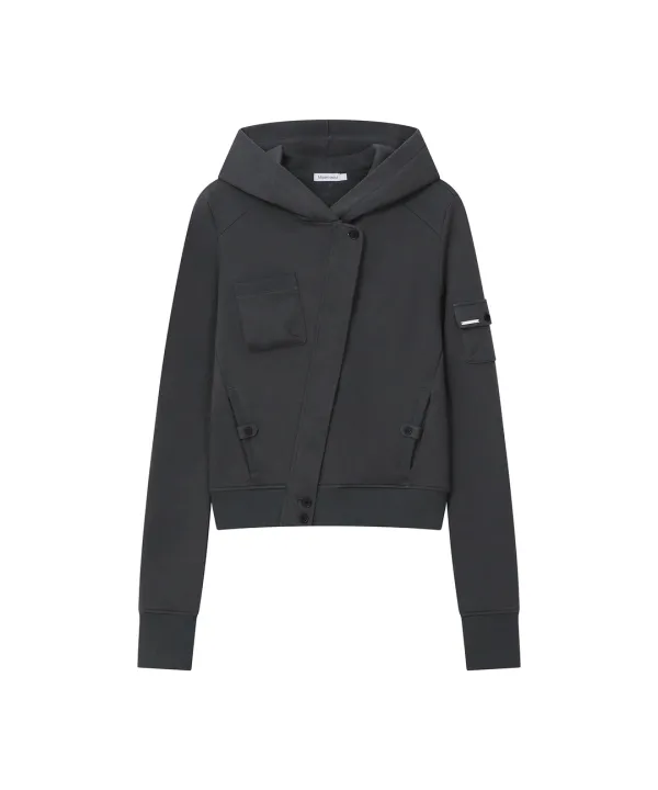 Diagonal hoodie jacket CHARCOAL