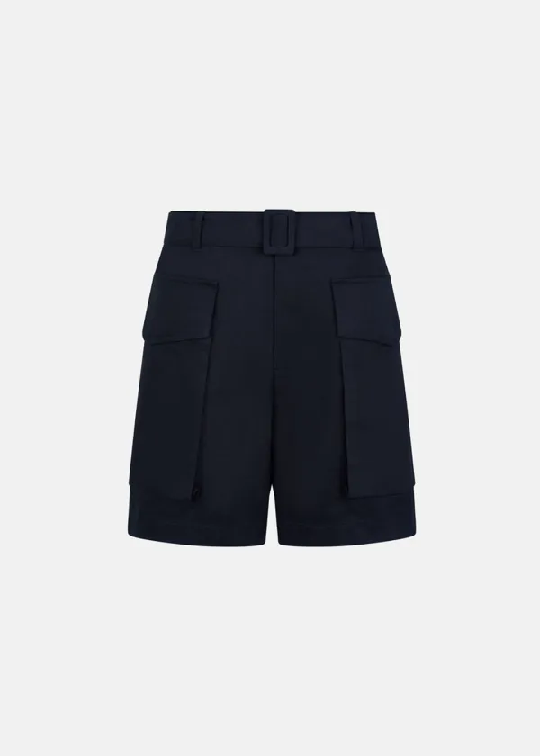 W MILITARY BELTED SHORTS - BLACK