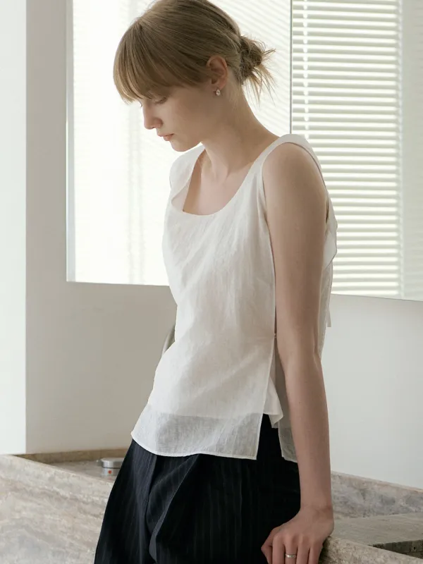 round sleeveless blouse (ivory) orc 6030