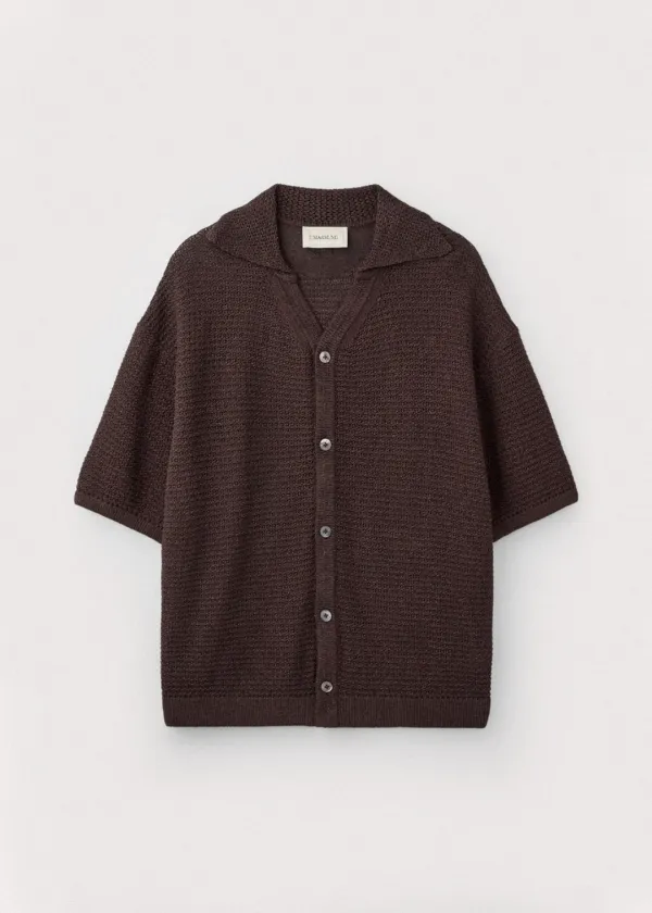 Japanese paper yarn crochet shirts_Umber