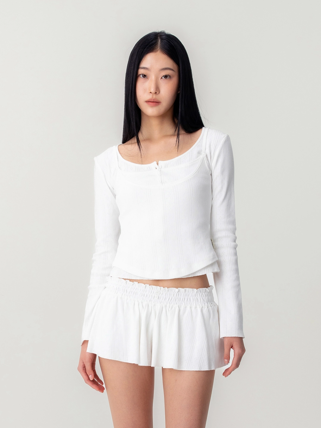 글로니 HONEY EYELET BUTTON LONG SLEEVE (WHITE) 상품 이미지 2
