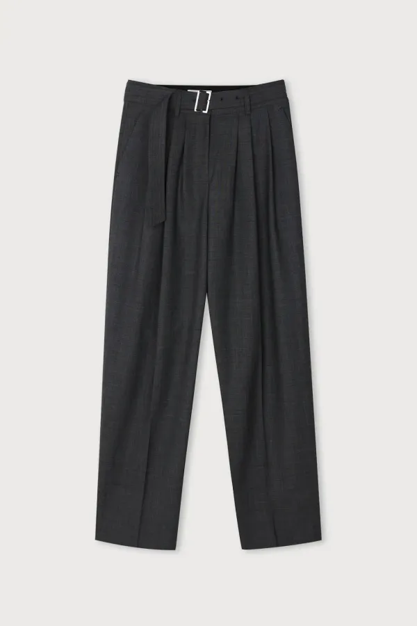 TUCK BELTED TROUSERS