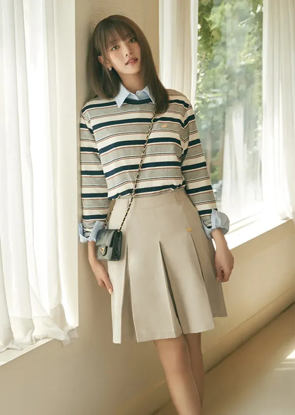 FORMAL PLEATS SKIRT_LIGHT GREY