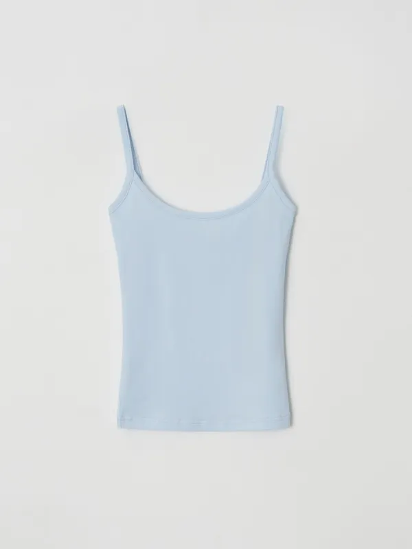 [Essentials] Retro Slim-Fit Stretch Top (Blue)
