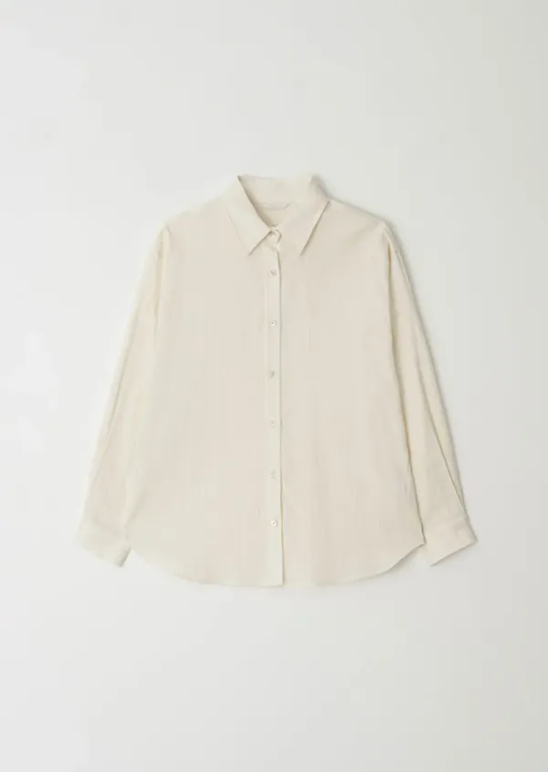stripe side button wrap shirt-cream