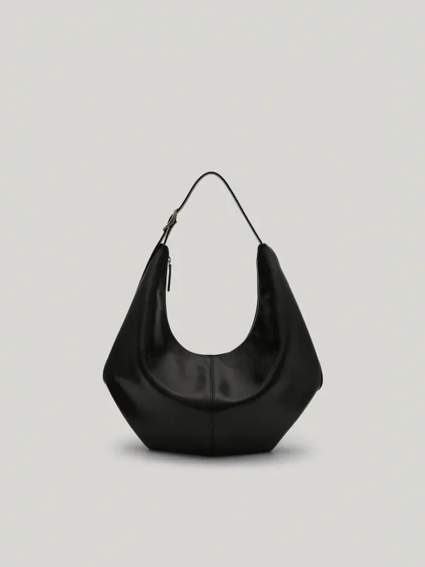 MOSSY HOBO BAG (LEATHER BLACK)