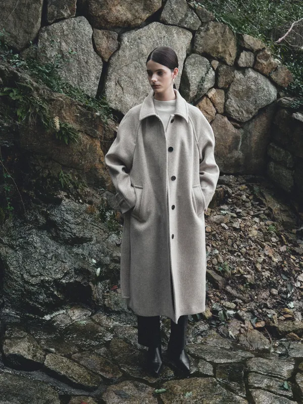 NOIR Belted Balmacaan Merino Wool_Gray