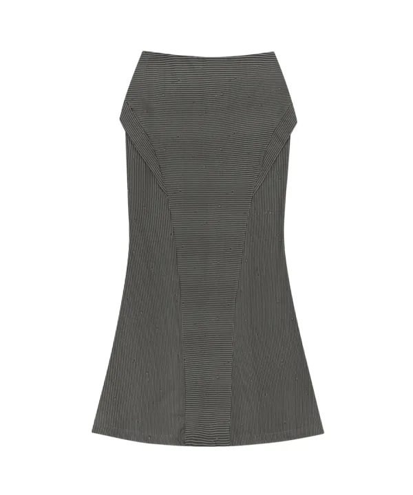 Side Panel Mermaid Maxi Skirt / Light Black