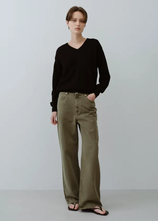 [4차] Dying long denim (olive)