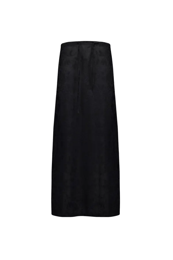 FLORAL JACQUARD MAXI SKIRT (BLACK)