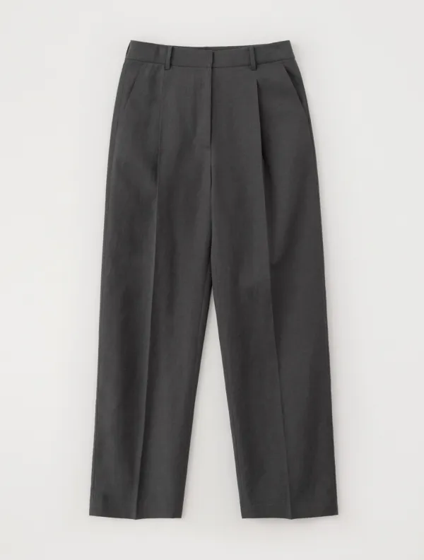 Linen Tapered Pants (Charcoal)