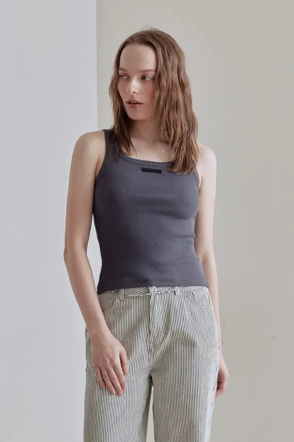 SQUARE NECK SLEEVELESS TOP (PURPLE GREY)