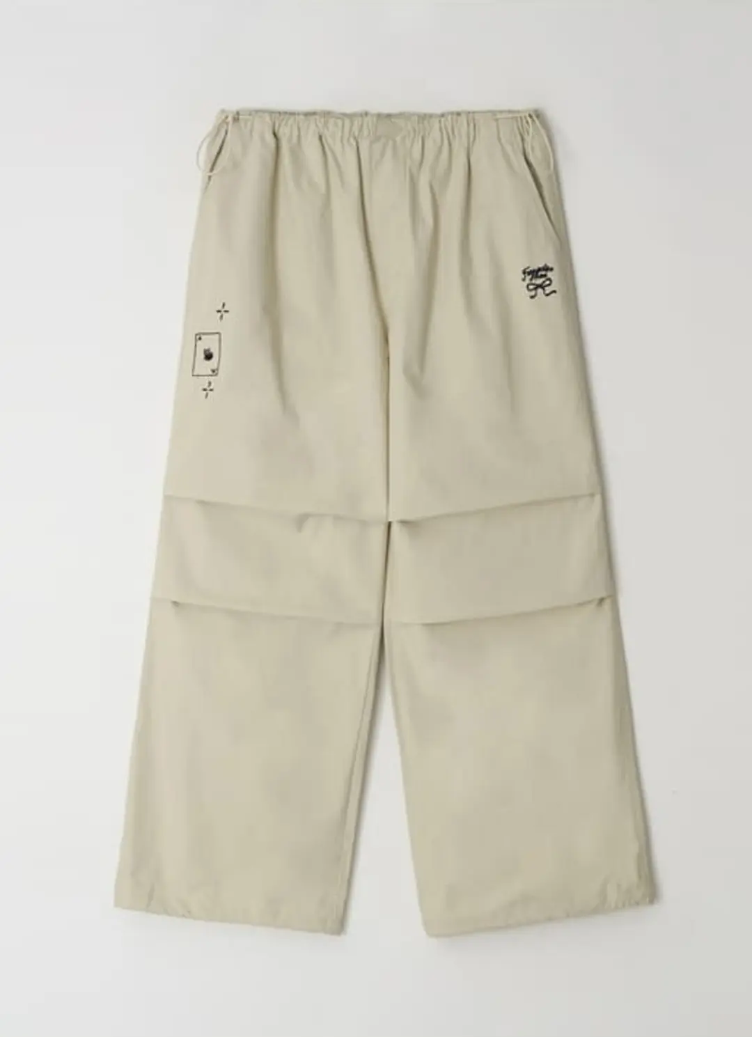 론론 DRAWING STITCH PARACHUTE PANTS BEIGE 상품 이미지 1