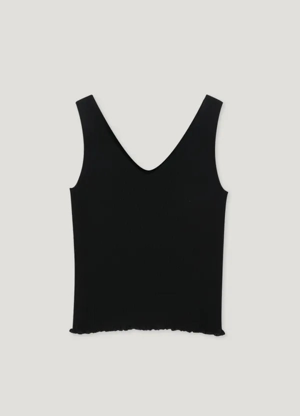 Frill Knit Sleeveless(Black)
