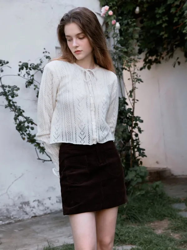LINOA ribbon knit cardigan_ivory