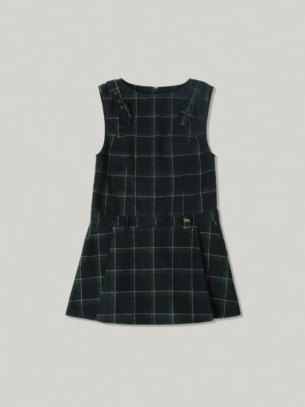 Scallop Check Mini Dress - navy스칼롭 체크 미니 드레스 