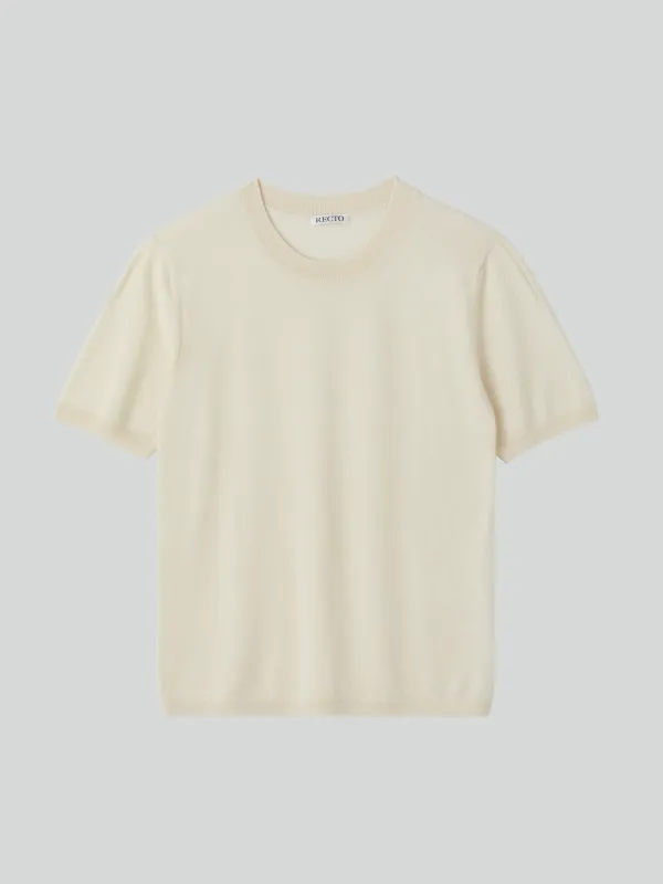 SILK-CASHMERE KNIT TOP (CREAM)