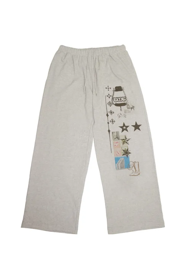 PRINTED WAFFLE PANTS (IVORY)