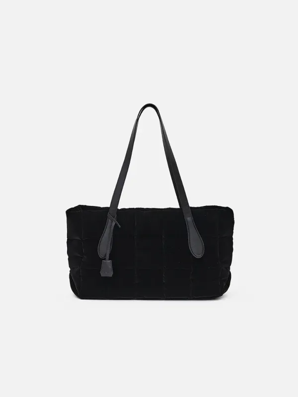 Monslin padding velvet bag - Black
