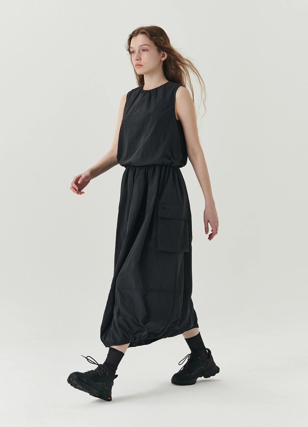 르바 Cargo Layered String Dress - Black 상품 이미지 2