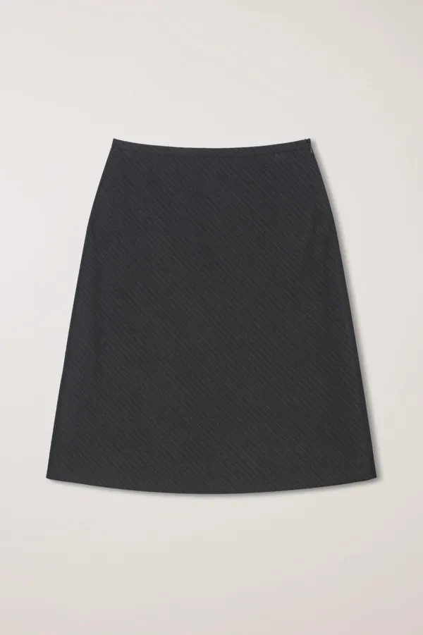 BIAS MIDI STRIPED SKIRT CHARCOAL GREY STRIPE_UDSK6C214CG