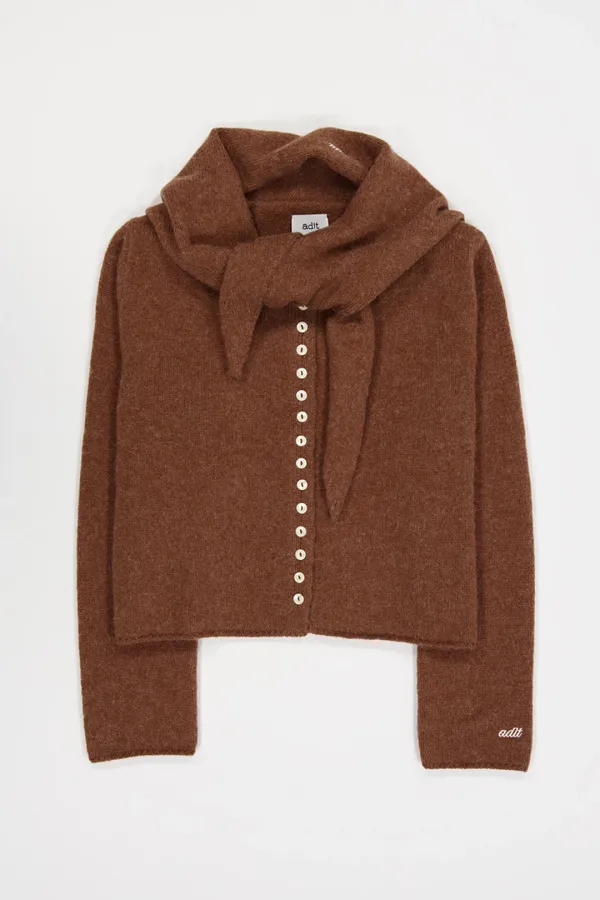 Alpaca Button Cardigan_Brown